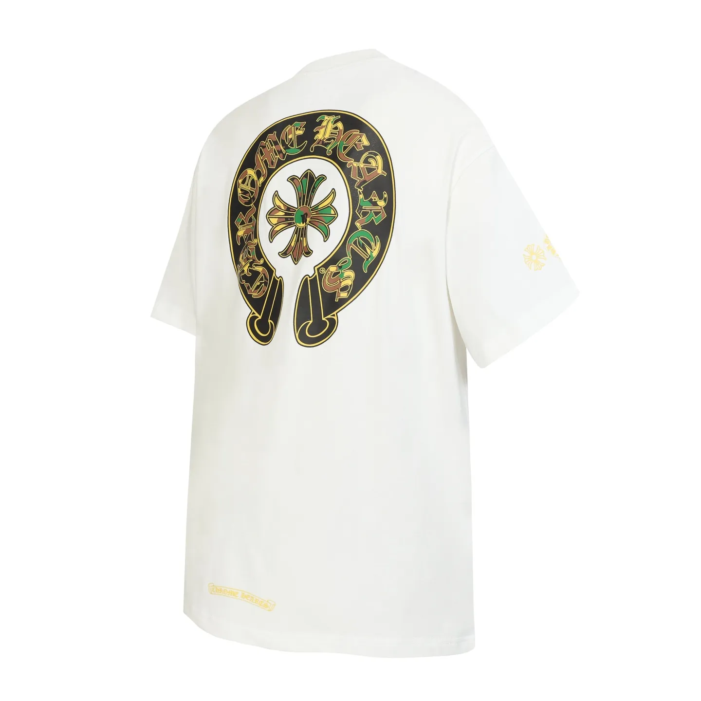 P160 Cross-border running quantity model, please do not place an order if you pursue quality - Chrome Hearts/Chrome Hearts green military flower Sanskrit horseshoe print popular short-sleeved T-shirt - High weight, high density and high quality, soft, delicate and skin-friendly wool, soft and silky to the touch, excellent warmth and skin-friendly properties - Custom-woven and custom-dyed, no color difference, no matter the fabric or workmanship details, beat the ordinary version on the market -Colour: black white -Size: S M L XL
